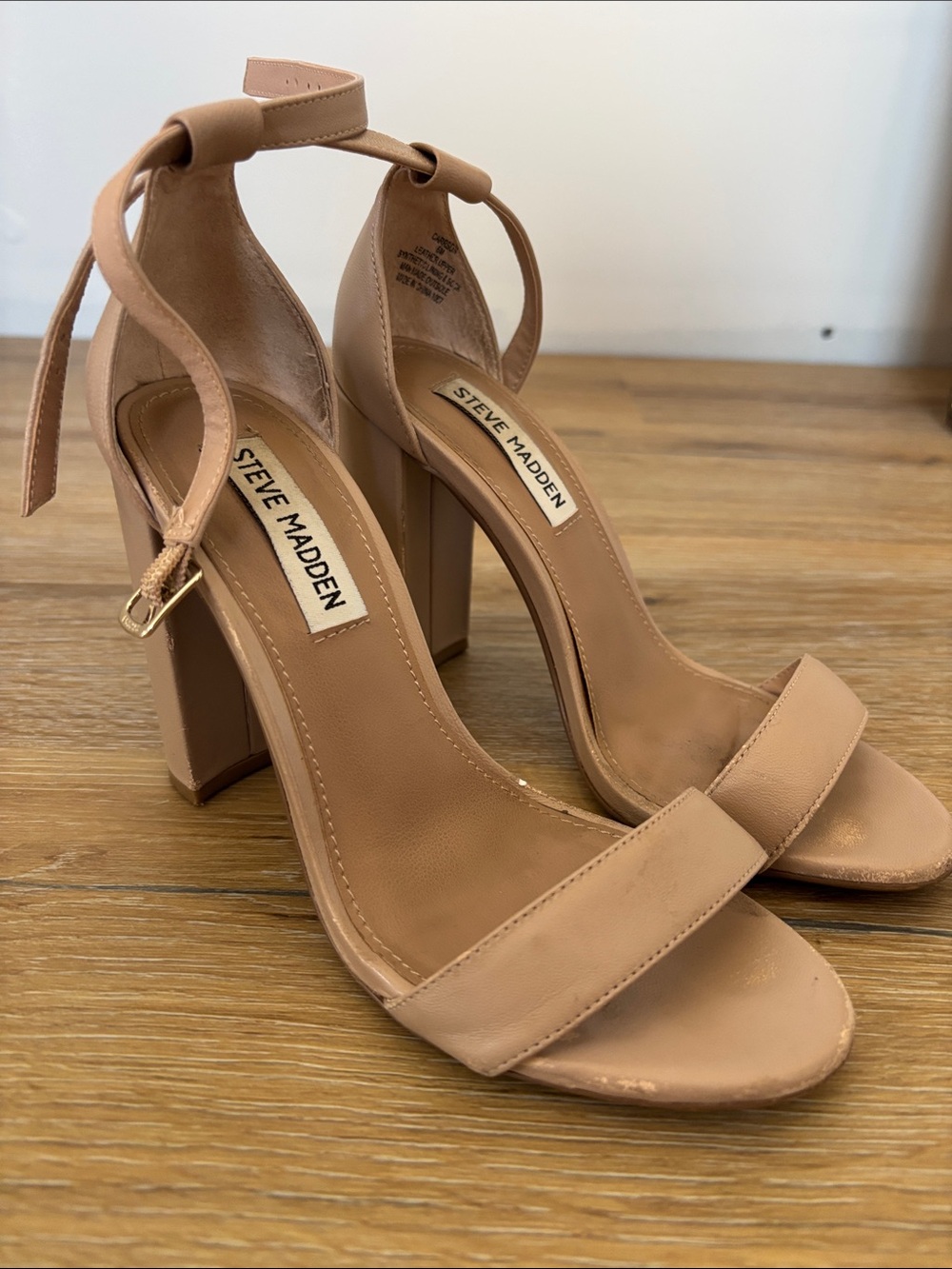 Steve Madden Tan Block Heel Ankle Tie Sandals